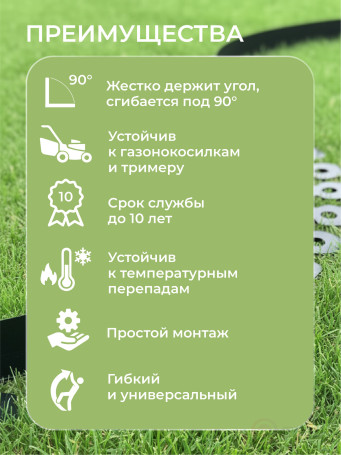 Бордюр садовый пластиковый МАНГО 10 м высота 38 мм черный