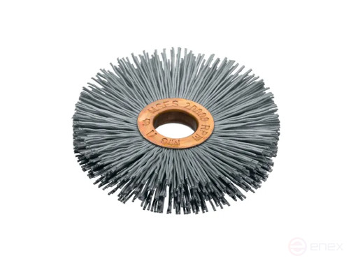 Cylindrical corrugated brush, length 63 mm, width 10 mm, nylon abrasive SIC K 320/0.60 mm, landing hole 13 mm