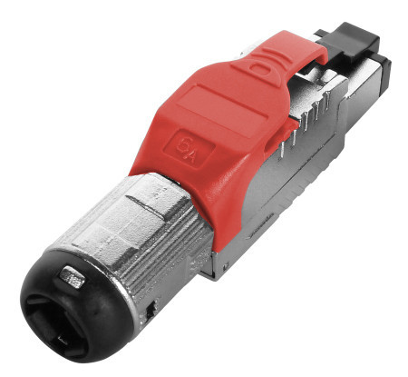 PLUE-8P8C-S-C6A-SH-RD Field termination connector RJ-45 (8P8C) for twisted pair, for single-core cable, toolless, category 6A, shielded, winding shank, red