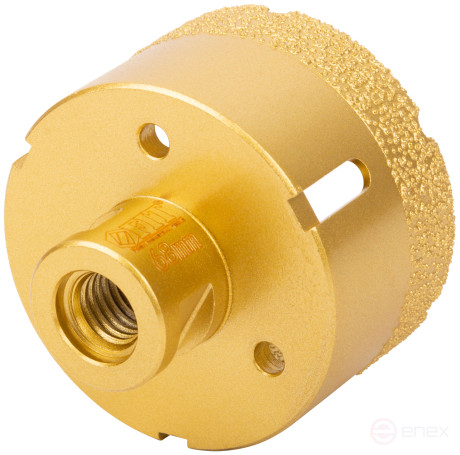 Коронка кольцевая для УШМ, М14, по керамограниту, камню и кафелю алмазная, вакуумное спекание 68х60 мм