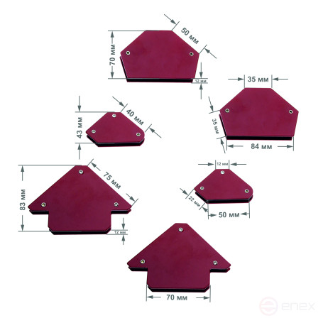 Magnetic square for welding, SET of 6 pieces, CHEGLOK (6/12)