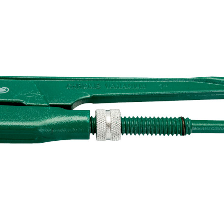 2" Swedish type 90° pipe wrench with green powder coating, 560 mm