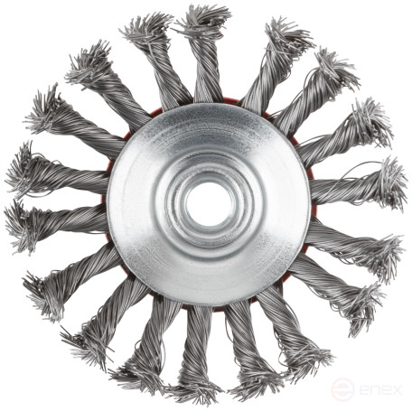 Корщетка-колесо с наклоном, гайка М14, стальная витая проволока 115 мм