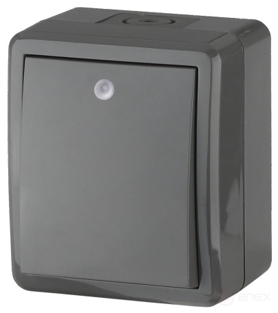 Выключатель ЭРА Эксперт 11-1402-03 с подсветкой IP54 10АХ-250В ОУ серый