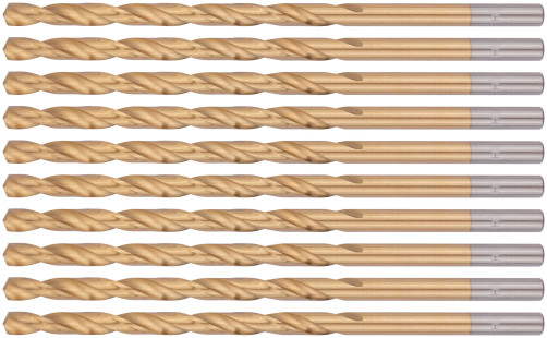 Сверла HSS по металлу, удлиненные, титановое покрытие 6,0х139 мм (10 шт.)