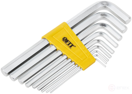 Ключи шестигранные, CrV сталь, 9 шт., 2-12 мм, длинные, в пластиковом держателе