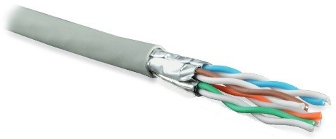 UFTP4-C6A-S23-IN-LSZH-GY-500 (500 m) Cable twisted pair U/FTP, cat. 6a (10GBE), 4 pairs (23AWG), single-core (solid), each pair in the screen, without a common screen, ng(A)–HF, -20°C - +60°C, gray