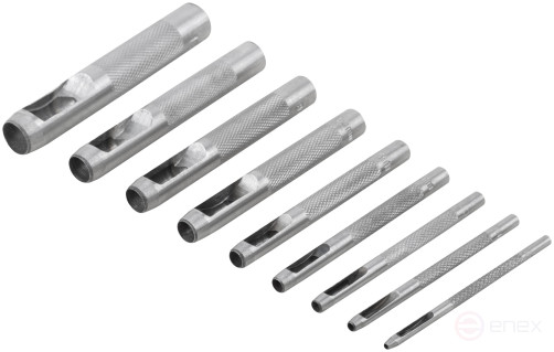 Пробойники для кожи, набор 9 шт. (отверстия 2-3-4-5-6-8-9-10-13 мм)