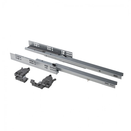 Flush-mounted guide rail L-350 with chipboard door closer up to 18mm with locks AKS PLUS 3D full extension