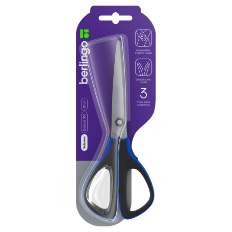 Berlingo scissors "Easycut 300", 20 cm, blue, soft inserts, European weight