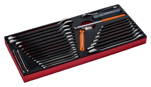 Fit&Go Set of combination keys + knife + adjustable wrench in the base, 28 items