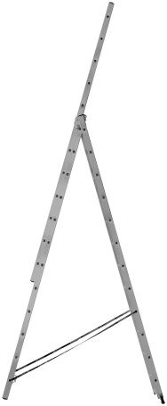 Лестница трехсекционная алюминиевая усиленная, 3 х 12 ступеней, H=343/594/841 см, вес 17,83 кг