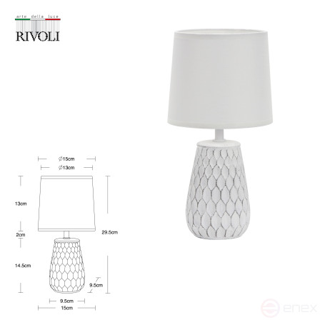 Rivoli Bertha 7071-502 Table Lamp 1 * E14 40W ceramic White