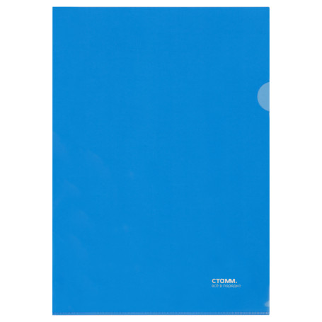 Folder-corner STAMM A4, 180mkm, plastic, transparent, blue