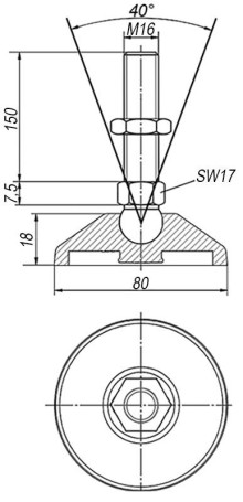 Опора шарнирная дисковая M10x90 до 500 кг EMES PAM601090