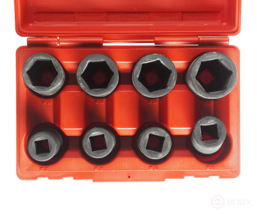 A set of 3/4" socket heads for wheel nuts and truck footings 8 items in a JTC case