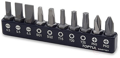 1/4" 10 Pieces Bit Set TOPTUL GAAV1001