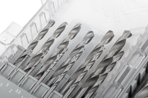 Set of HSS metal drills, 118° sharpening angle, layer. case, 19 pcs. (1-10mm, through 0.5mm)