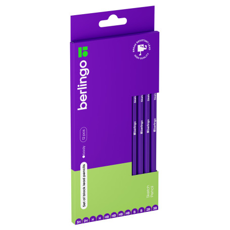 Набор карандашей ч/г Berlingo "Sketch Pencil" 12 шт., 3H-3B, заточен., картон. упаковка, европодвес