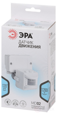 Датчик движения ЭРА MD 02 прожекторный 1200Вт IP-44 12м