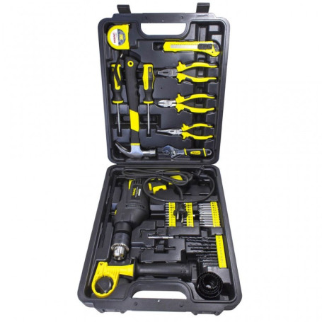 A set of tools with an electric drill, 59 items (220V,750W,0-2900 rpm), in a case