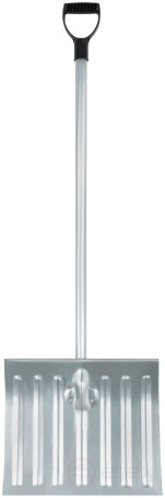Sidewalk steel snow shovel, curved aluminum handle 428x375x1300 mm