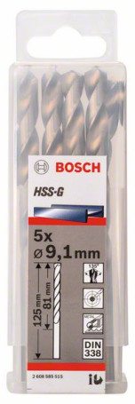 Metal drills HSS-G, DIN 338 9.1 x 81 x 125 mm