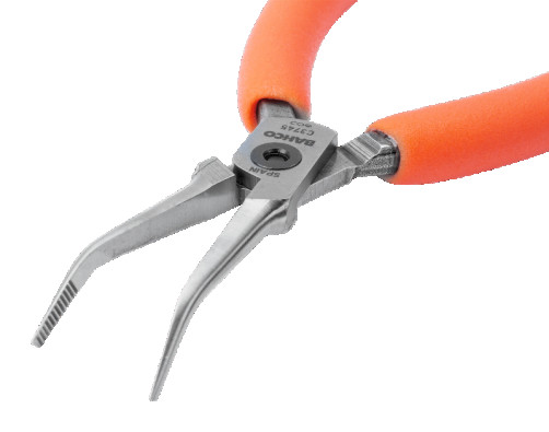 Pliers with elongated jaws at an angle of 45