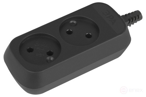 ERA KX-2-B block 2 sockets without grounding black