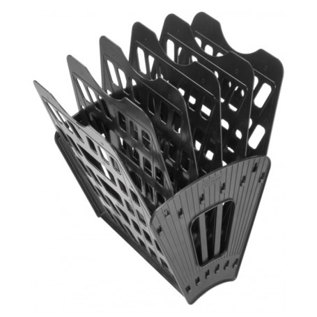 Paper tray fan-shaped Stamp, 6-section, black