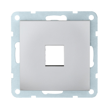 Cover plate with a caliper for a computer and telephone outlet for 1 input (silver metallic) WITHOUT the LK60 mechanism