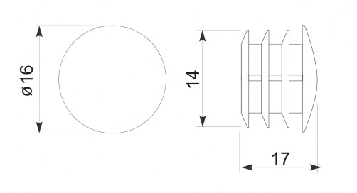 Заглушка трубы d16 (307А) полукруглая, хром AKS
