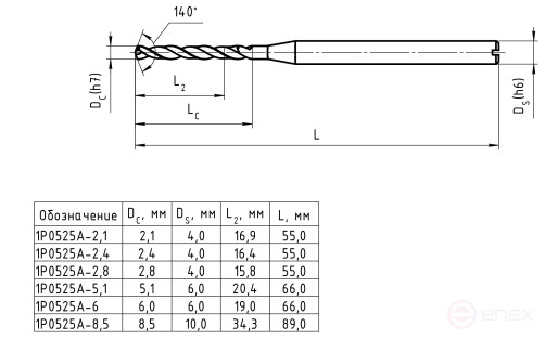 Carbide drill bit, with coolant supply, 1P0525A-6