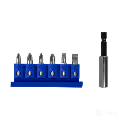 Набор бит ПРАКТИКА "Профи" 7шт PH1,2; PZ1,2; SL 2шт x 25мм, магнитный держатель, кассета (036-506)