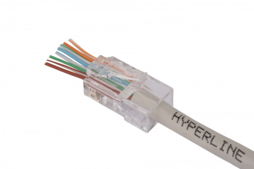 PLEZ-8P8C-U-C5-100 RJ-45 light termination connector (8P8C) for twisted pair, category 5e (50 µ"/ 50 micro-inches), universal (for single-core and multi-core cable) (100 pcs.)