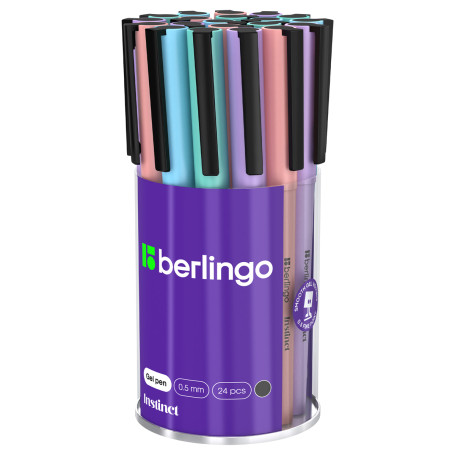 Ручка гелевая Berlingo "Instinct" черная, 0,5 мм, корпус ассорти NEW