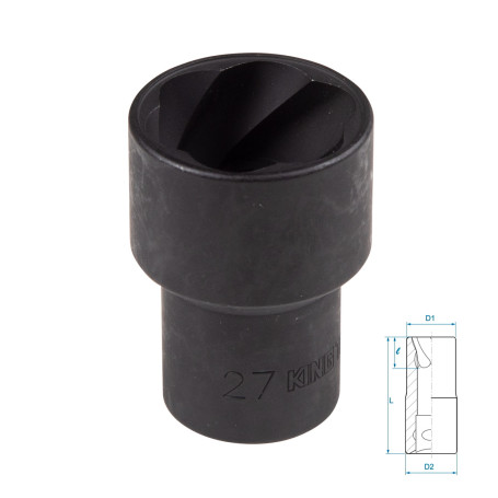 Head for damaged fasteners 1/2", 27 mm KING TONY 9TD403-27M
