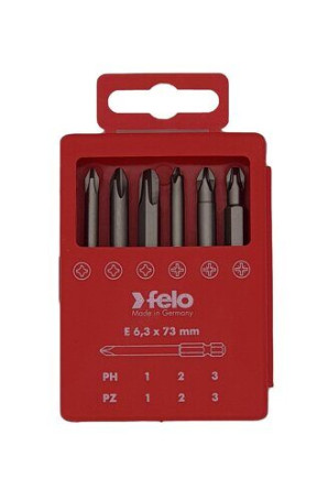 Felo Set of bits PZ/PH Industrial 73 mm in a case, 6 pcs 03291716