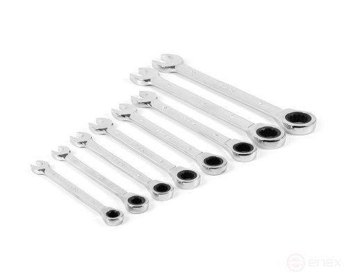 Set of combination ratchet keys 8 pcs. (8-19) chrome-plated HORTZ