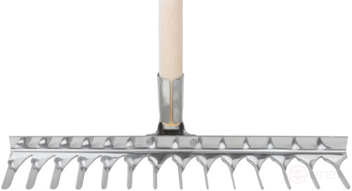 Грабли, витой зуб, нержавеющая сталь, 14 зубьев, с деревянным черенком