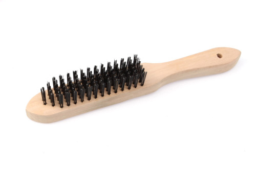 270406 Brush with wooden handle, steel bristles, 6-row