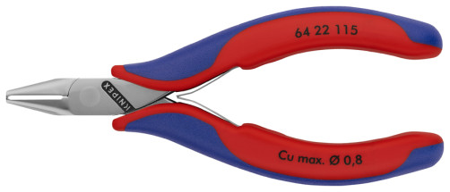 Wire cutters end. for electronics, narrow small. chamfer, spring, cut: provol. soft. Ø 0.8 mm, L-115 mm, 2-K handles
