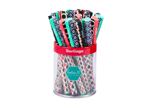 Berlingo ballpoint pen "Funline XL. Arcade" blue, 0.7 mm, grip, pattern on the case, assorted