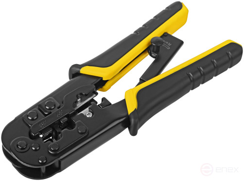 Кримпер для обжима разъемов RJ11, RJ12, RJ45, пластиковые прорезиненные ручки, 190 мм