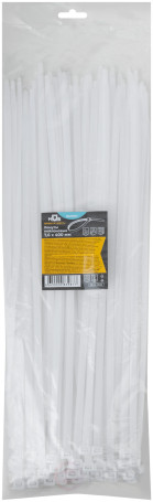 Хомуты нейлоновые для проводов, белые 100 шт., 7,6х400 мм