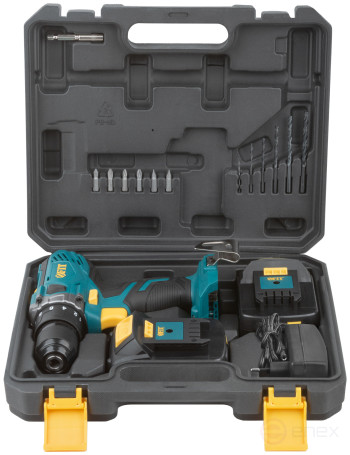 Acc power drill. 20 V; 0-400/1400 rpm; 40 Nm; 2 (Li-Ion) 2.0 Ah; 1.25 h.; Res. tilt; case