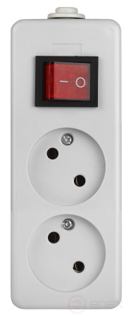 ERA K-2s block 2 sockets without grounding with switch white