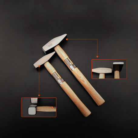 Universal hammer, wooden handle, square firing pin, 100 gr.// HARDEN