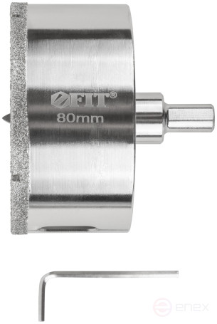 Коронка кольцевая по керамограниту, камню и кафелю алмазная с центровочным сверлом 80х70 мм