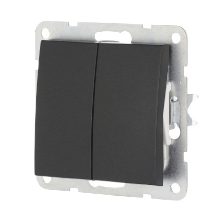 Переключатель 2-кл., с двух мест (схема 6+6) 16 A, 250 B (черный бархат) LK60